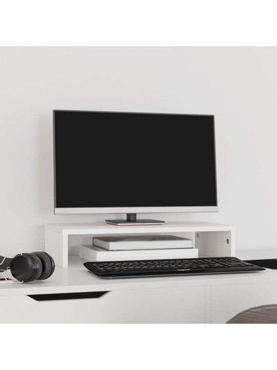 Stojan na monitor bílý 50x27x10 cm masivní borové dřevo