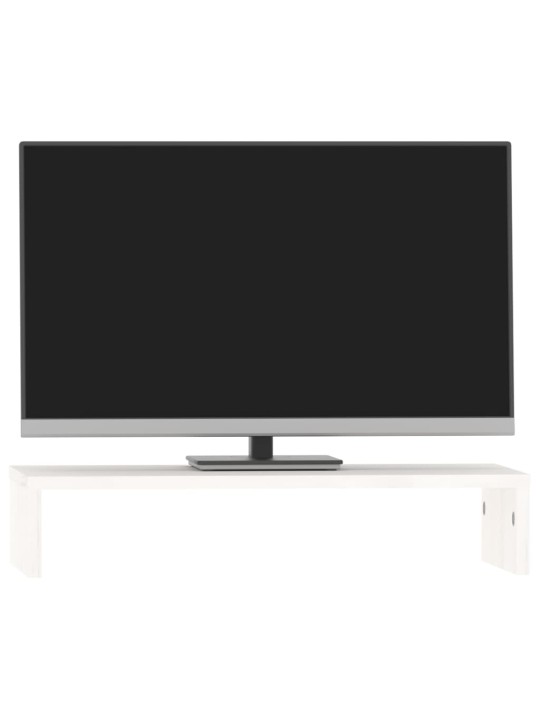 Stojan na monitor bílý 50x27x10 cm masivní borové dřevo