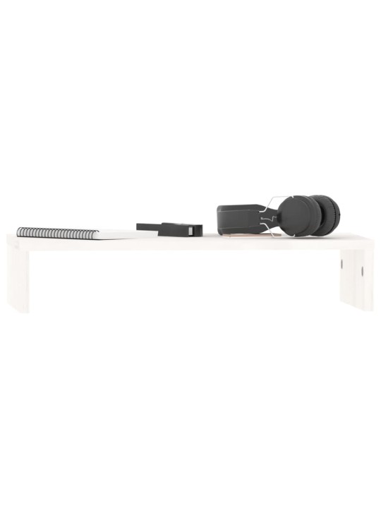 Stojan na monitor bílý 50x27x10 cm masivní borové dřevo