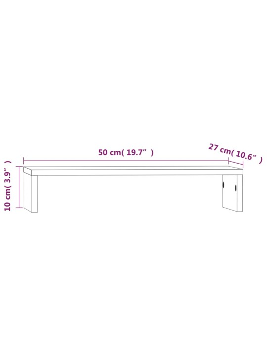 Stojan na monitor bílý 50x27x10 cm masivní borové dřevo