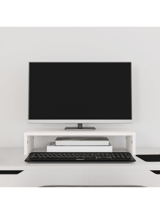 Stojan na monitor bílý 50x27x10 cm masivní borové dřevo