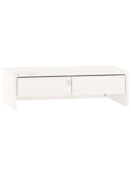 Stojan na monitor bílý 50x27x15 cm masivní borové dřevo
