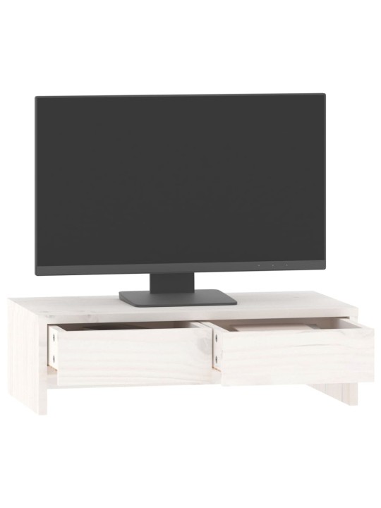 Stojan na monitor bílý 50x27x15 cm masivní borové dřevo
