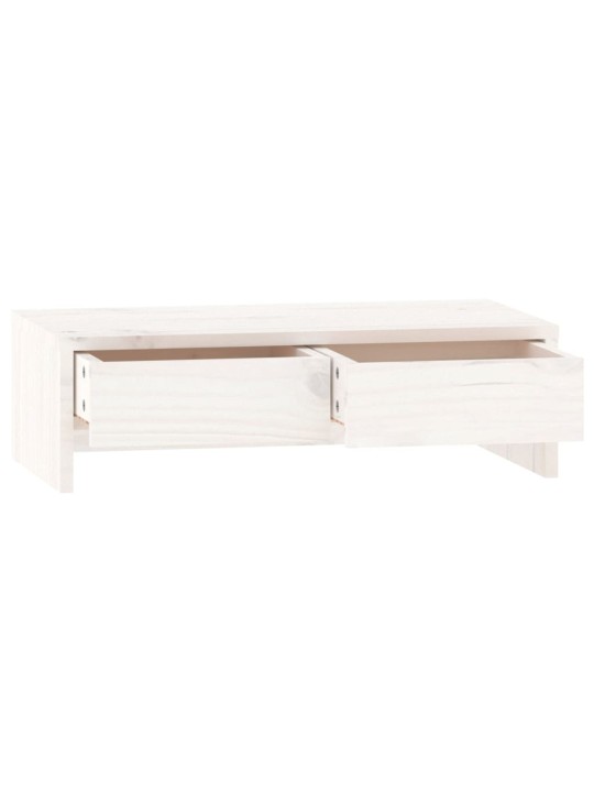 Stojan na monitor bílý 50x27x15 cm masivní borové dřevo