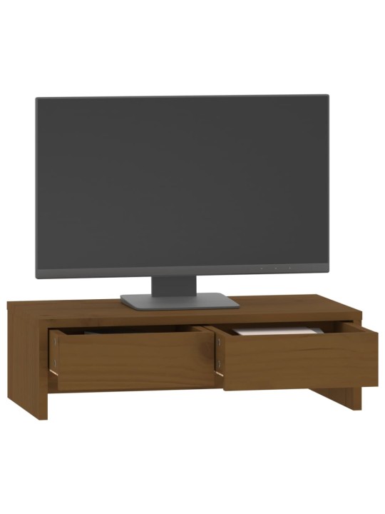 Stojan na monitor medově hnědý 50x27x15 cm masivní borové dřevo