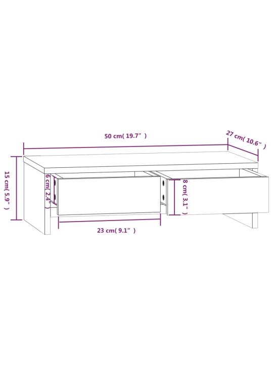 Stojan na monitor medově hnědý 50x27x15 cm masivní borové dřevo