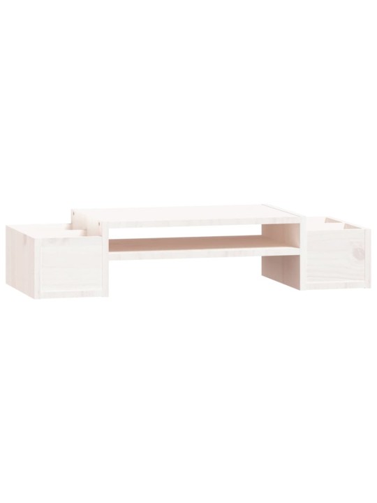 Stojan na monitor bílý 70x27,5x15 cm masivní borové dřevo