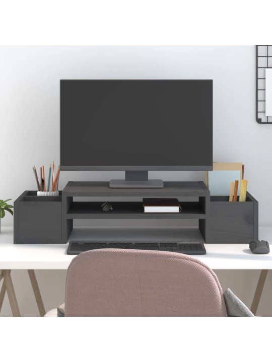 Stojan na monitor bílý 70x27,5x15 cm masivní borové dřevo