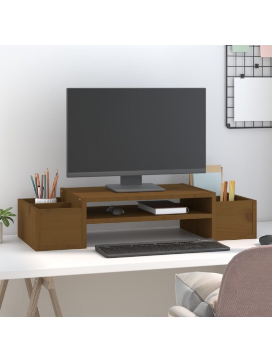 Stojan na monitor medově hnědý 70x27,5x15 cm masivní borovice