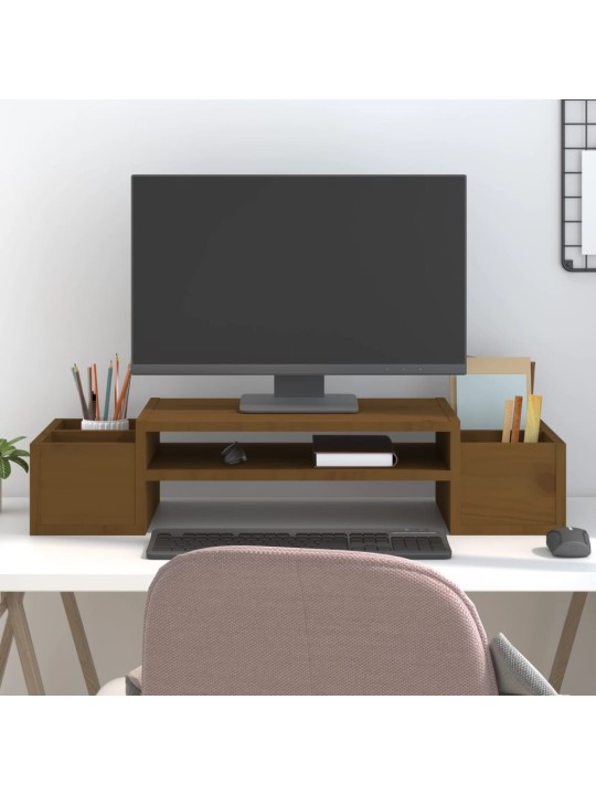 Stojan na monitor medově hnědý 70x27,5x15 cm masivní borovice