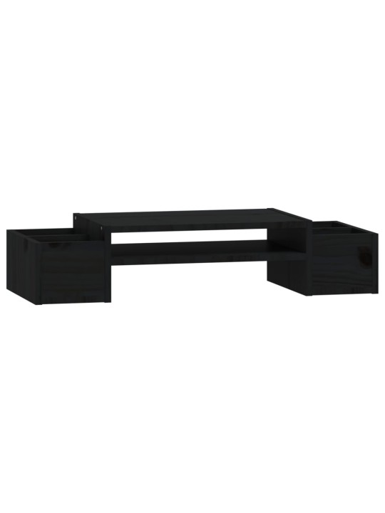 Stojan na monitor černý 70x27,5x15 cm masivní borové dřevo