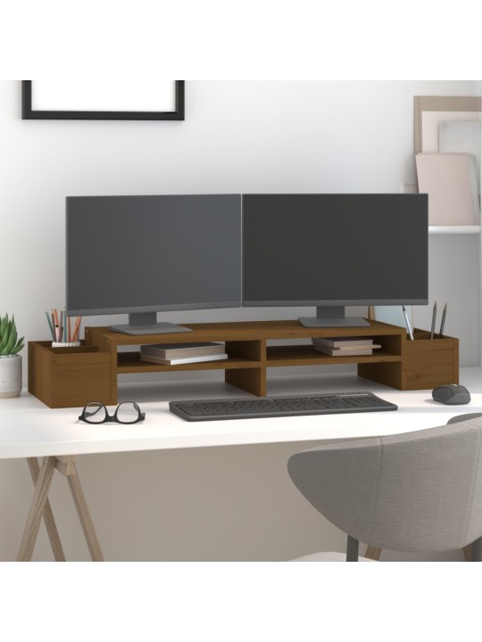 Stojan na monitor medově hnědý 100x27,5x15 cm masivní borovice