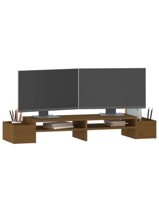 Stojan na monitor medově hnědý 100x27,5x15 cm masivní borovice