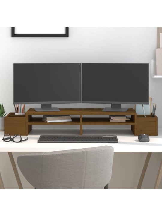 Stojan na monitor medově hnědý 100x27,5x15 cm masivní borovice