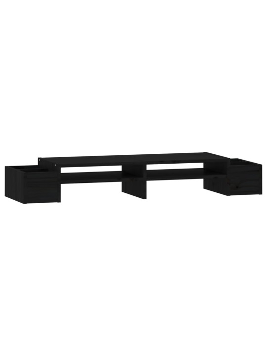 Stojan na monitor černý 100x27,5x15 cm masivní borové dřevo
