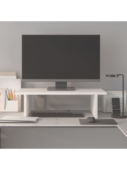 Stojan na monitor bílý 50x27x15 cm masivní borové dřevo