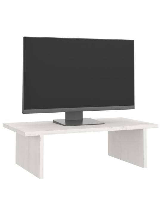 Stojan na monitor bílý 50x27x15 cm masivní borové dřevo