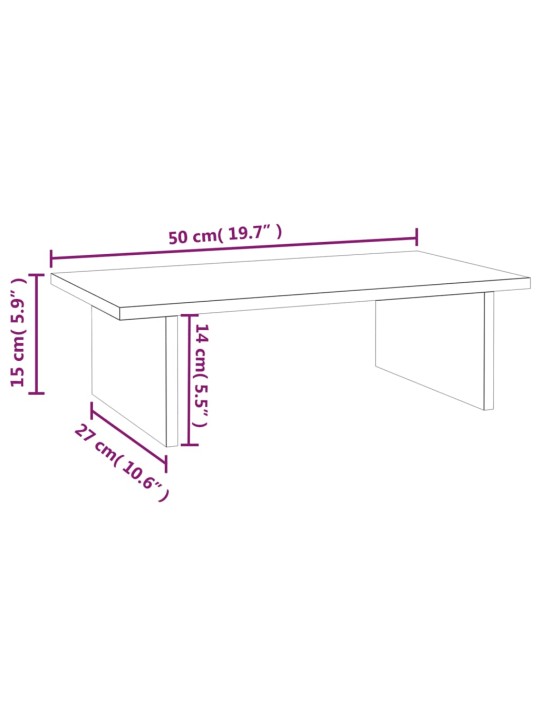 Stojan na monitor bílý 50x27x15 cm masivní borové dřevo