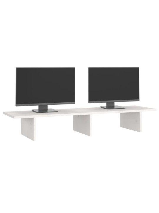 Stojan na monitor bílý 100 x 27 x 15 cm masivní borové dřevo