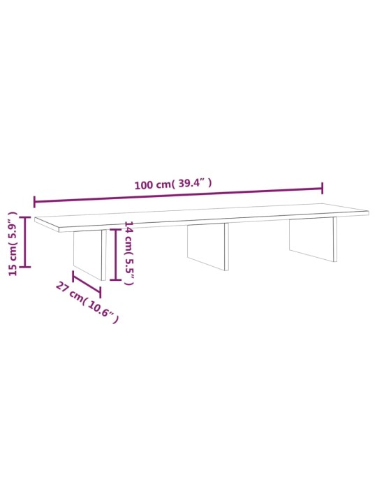 Stojan na monitor medově hnědý 100x27x15 cm masivní borovice