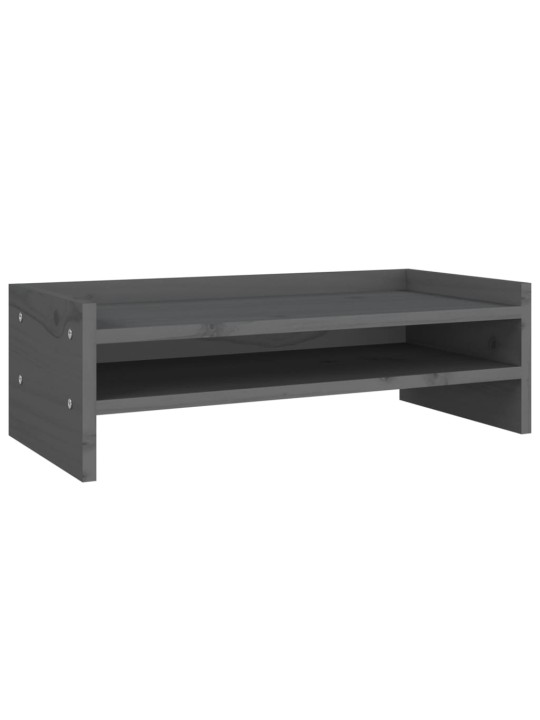 Stojan na monitor šedý 50x24x16 cm masivní borové dřevo