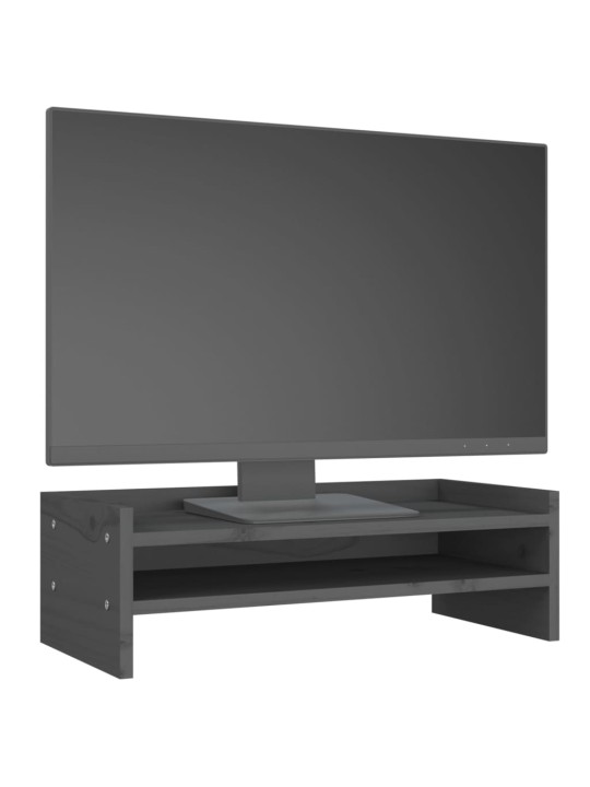 Stojan na monitor šedý 50x24x16 cm masivní borové dřevo