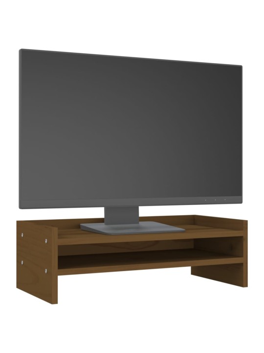 Stojan na monitor medově hnědý 50x24x16 cm masivní borové dřevo