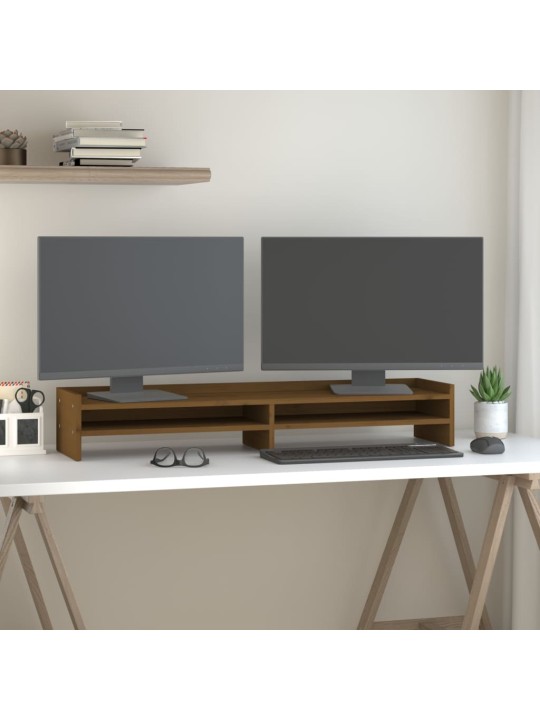Stojan na monitor medově hnědý 100x24x16cm masivní borové dřevo