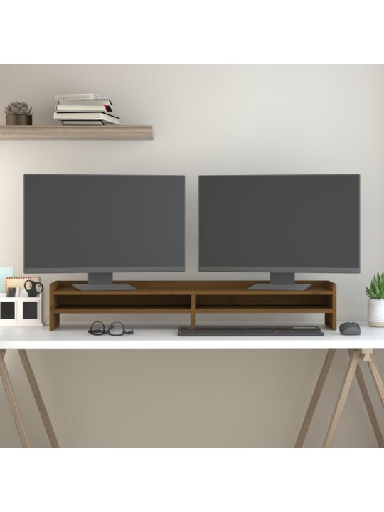 Stojan na monitor medově hnědý 100x24x16cm masivní borové dřevo
