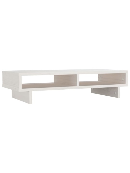 Stojan na monitor bílý 60x27x14 cm masivní borové dřevo