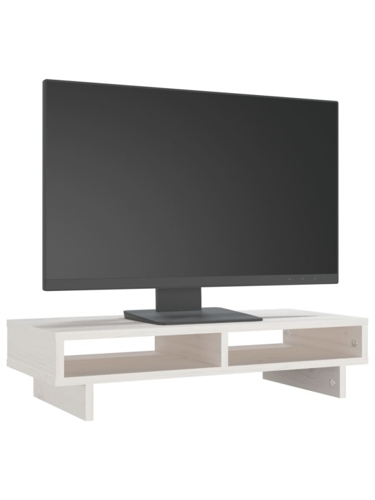 Stojan na monitor bílý 60x27x14 cm masivní borové dřevo