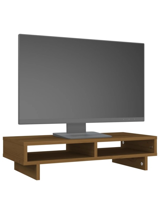 Stojan na monitor medově hnědý 60x27x14 cm masivní borové dřevo