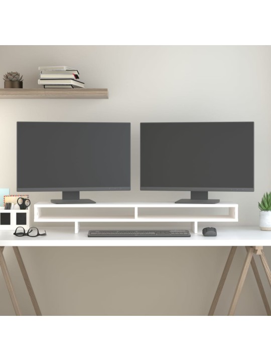 Stojan na monitor bílý 100x27x14 cm masivní borové dřevo