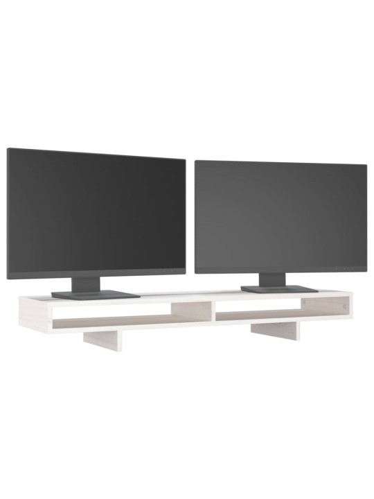 Stojan na monitor bílý 100x27x14 cm masivní borové dřevo