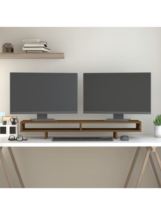 Stojan na monitor medově hnědý 100x27x14 cm masivní borovice