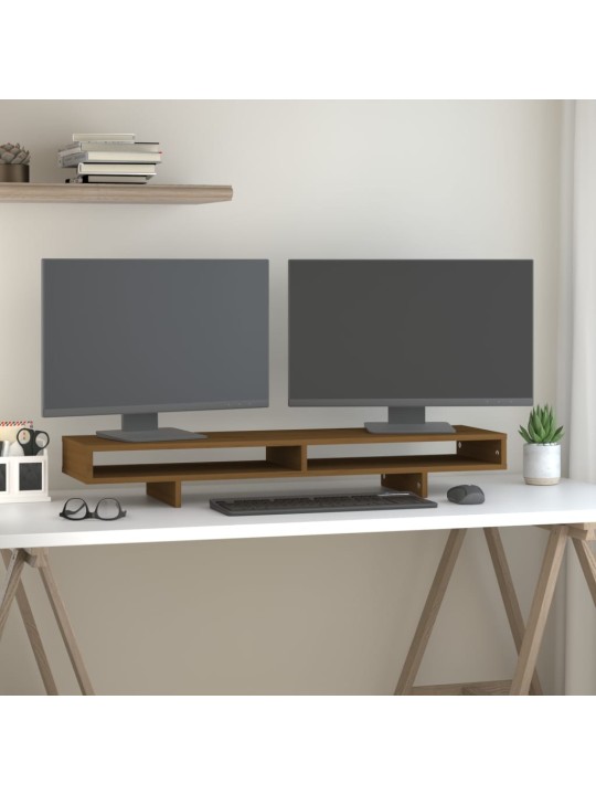 Stojan na monitor medově hnědý 100x27x14 cm masivní borovice