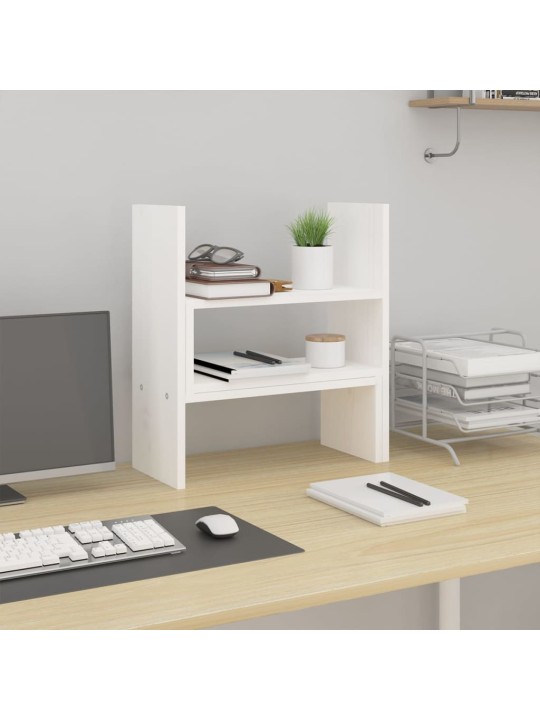 Stojan na monitor bílý (39–72) x 17 x 43 cm masivní borovice