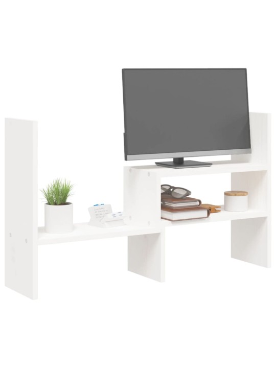Stojan na monitor bílý (39–72) x 17 x 43 cm masivní borovice