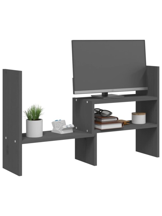 Stojan na monitor šedý (39–72) x 17 x 43 cm masivní borovice