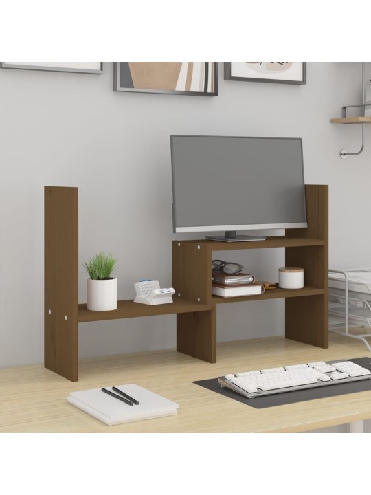 Stojan na monitor medově hnědý (39–72)x17x43cm masivní borovice
