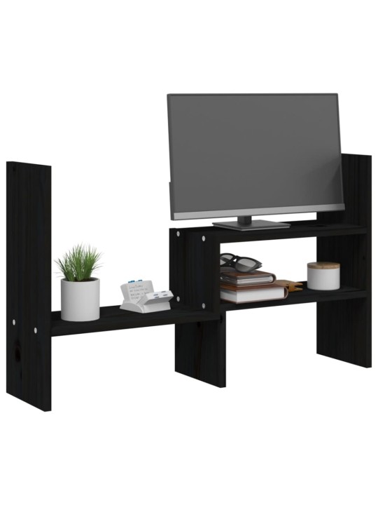 Stojan na monitor černý (39–72) x 17 x 43 cm masivní borovice
