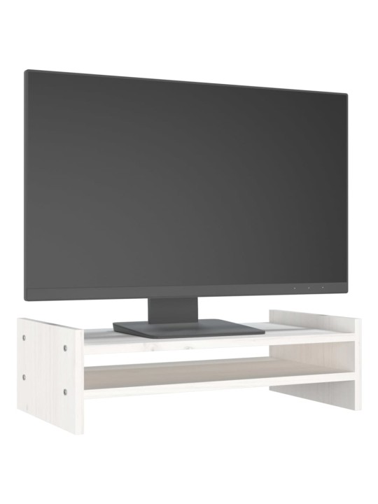 Stojan na monitor bílý 50x27x15 cm masivní borové dřevo