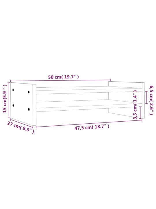 Stojan na monitor bílý 50x27x15 cm masivní borové dřevo