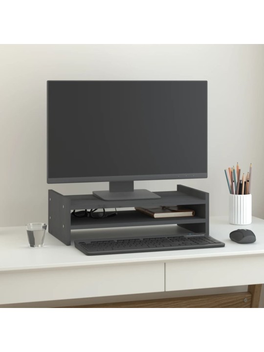 Stojan na monitor bílý 50x27x15 cm masivní borové dřevo