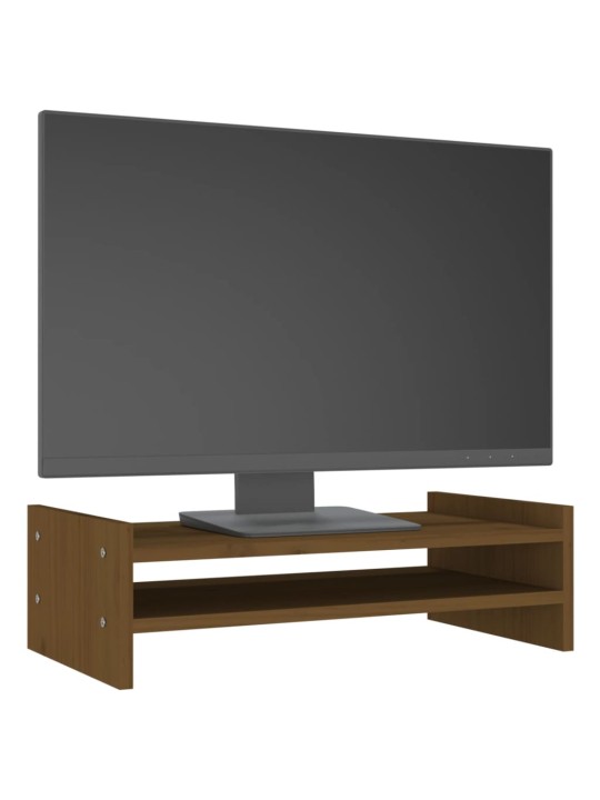 Stojan na monitor medově hnědý 50x27x15 cm masivní borové dřevo