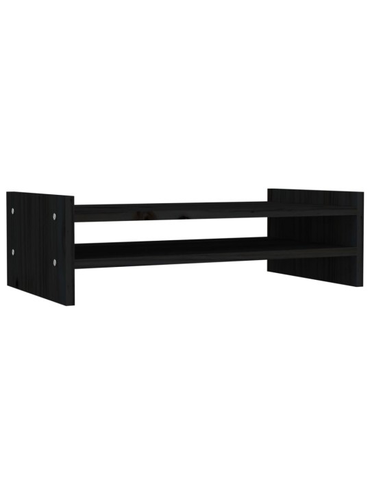 Stojan na monitor černý 50x27x15 cm masivní borové dřevo