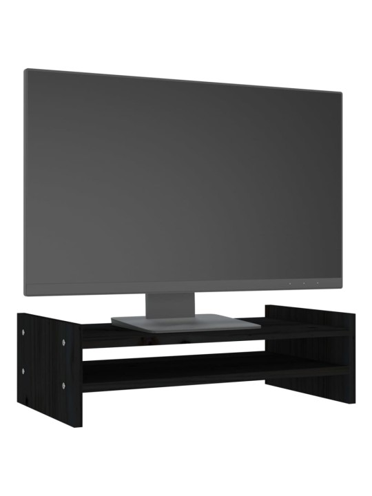 Stojan na monitor černý 50x27x15 cm masivní borové dřevo