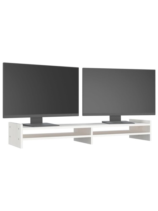 Stojan na monitor bílý 100 x 27 x 15 cm masivní borové dřevo