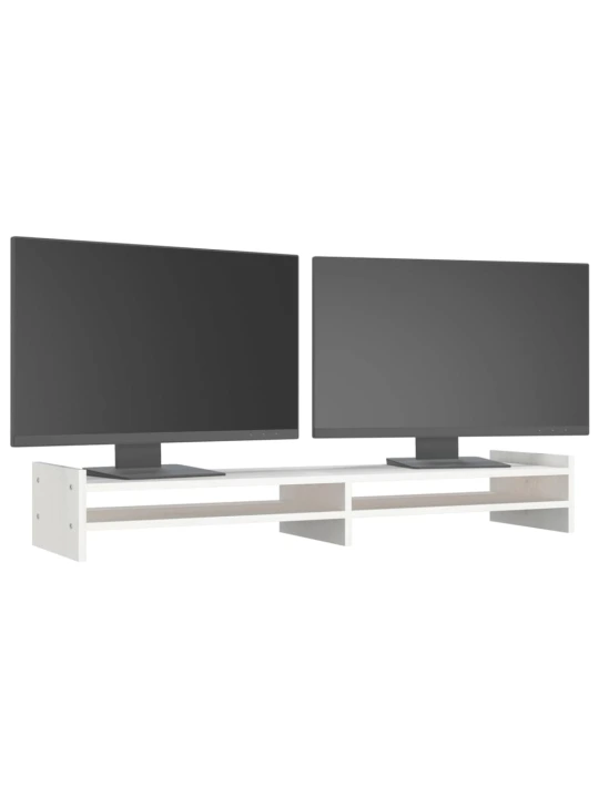Stojan na monitor bílý 100 x 27 x 15 cm masivní borové dřevo