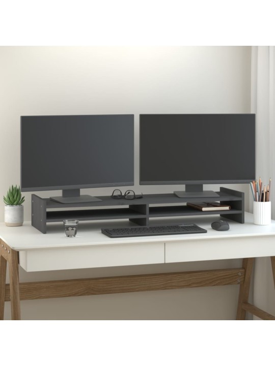 Stojan na monitor bílý 100 x 27 x 15 cm masivní borové dřevo